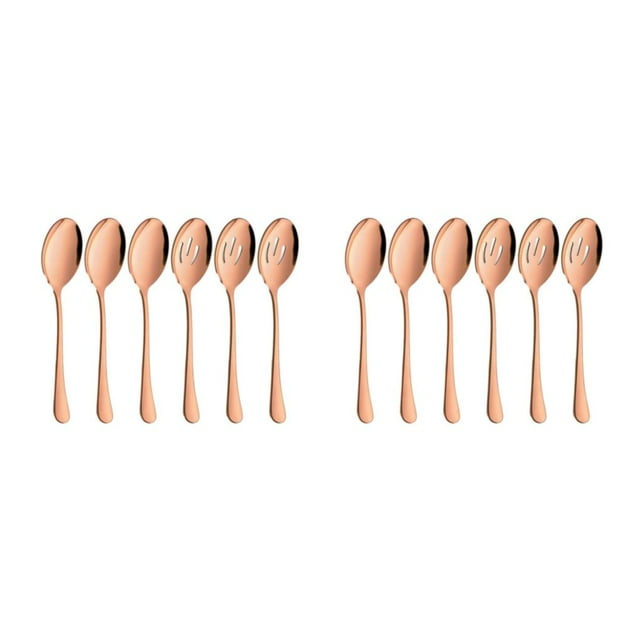 kurtrusly 6pcs Safe To Serving Spoons Set Stainless Steel Spoons For Stainless Steel Set Serving Spoons Sets Easy To Clean Rose Gold 2Set