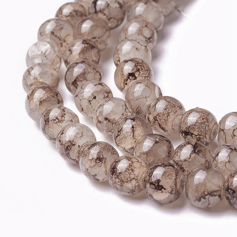 Spray Painted Glass Beads Strands Round Camel 8~8.5mm Hole: 1.5mm about 100pcs/strand 31.1 inch(79cm)