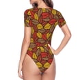 thumbnail image 4 of Haiem Fall Leaves Women's Crew Neck Short Sleeve Bodysuit Tops Stretchy Slim Basic-Large, 4 of 9