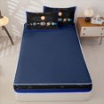 thumbnail image 4 of Erosebridal Educational Planet Graphic Zipper Queen Comforter Set with Fitted Sheet and 2 Pillowcases,Cosmic Star Print Zipper Bedding Set,Black Orange Blue,Navy Blue Reversible, 4 of 6