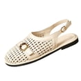 thumbnail image 2 of Samdudou Womens Casual Shoes Closed Toe Slingback Woven Faux Leather Upper Adjustable Strap Vintage Metallic Buckle Detail Flat Sole Daily Walking Dressy Summer Footwear, 2 of 7