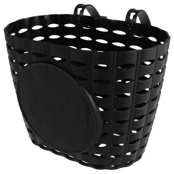1 Set Plastic Bike Basket Detachable Bike Basket with Strap Bike Accessory for Kids Bike (Black)