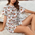 thumbnail image 4 of Susaid Christmas Santa Claus Print Women's Pajama Set, Button-Up Sleepwear with Elastic Waist Shorts, Perfect for Lounging, Yoga, Beach, and Casual Wear-X-Large, 4 of 7
