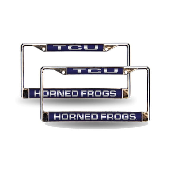 Texas Christian TCU Horned Frogs Chrome Metal Laser License Plate Frame - Set of Two
