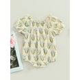 thumbnail image 4 of Bagilaanoe Newborn Baby Girl Rompers Flower Print Short Puff Sleeve Bodysuit 6M 12M 18M 24M Infant Summer One Piece Jumpsuit, 4 of 8