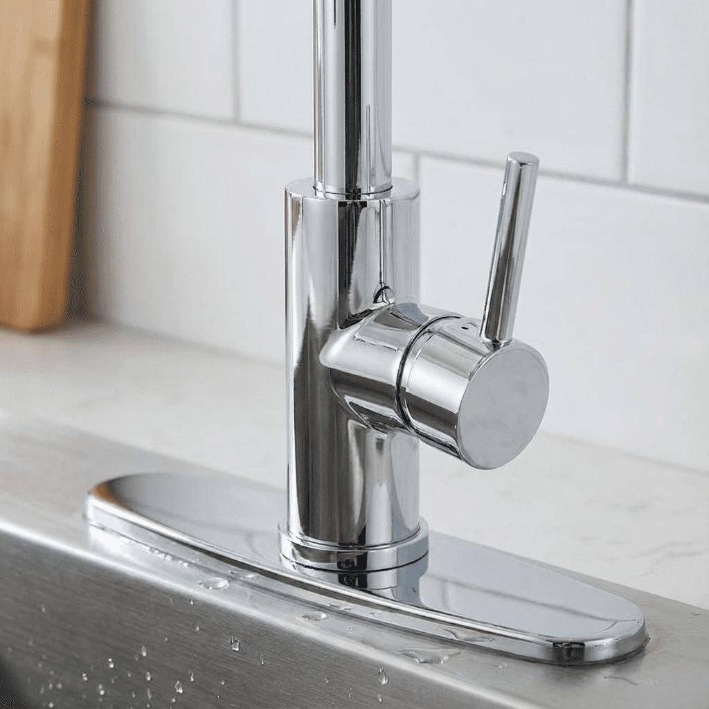 Kitchen Faucet with Pull Down Sprayer Industrial 1 Handle 1 Hole or 3 Hole Faucet for Farmhouse Camper Laundry Utility,Chrome