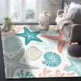 thumbnail image 5 of Area Rugs Indoor Non-Slip Rectangle Rug 4x6 Ft Summer Ocean Teal and Red Grey Coral Starfish Seashells Rug Rubber Backing Floor Mats Non Shedding Home Decor Carpet for Entryway Living Room, 5 of 8