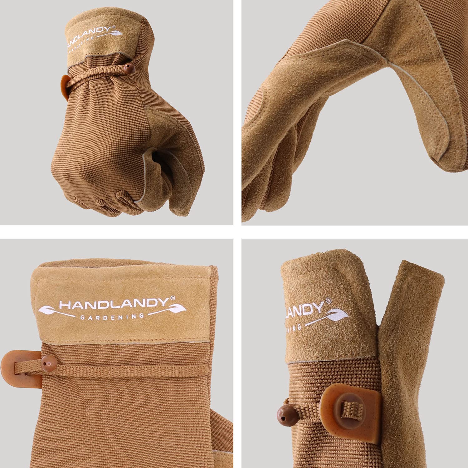 HANDLANDY Womens Leather Work Gloves, Cowhide Gardening Gloves Utility Work Gloves, Large - image 4 of 6