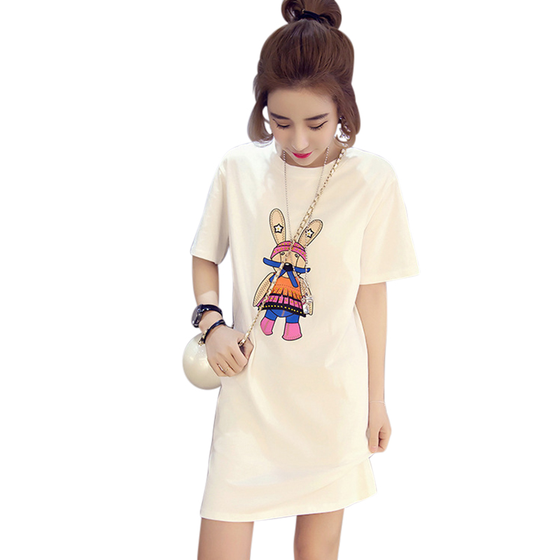 Women Cartoon Printing T-Shirt Dress 