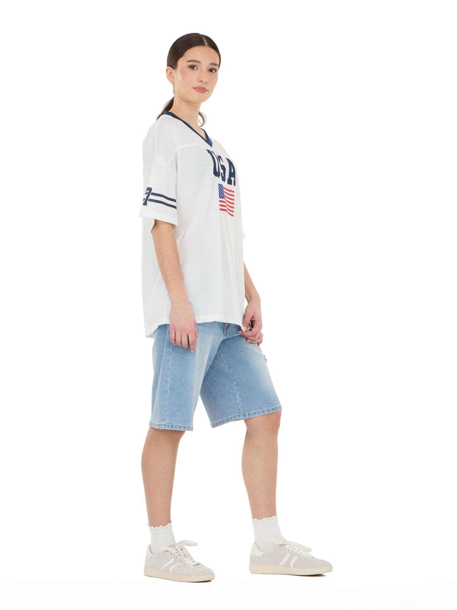 Forever 21 Women's Mesh Oversized USA Soccer Jersey Tee, Sizes XXS-XXL