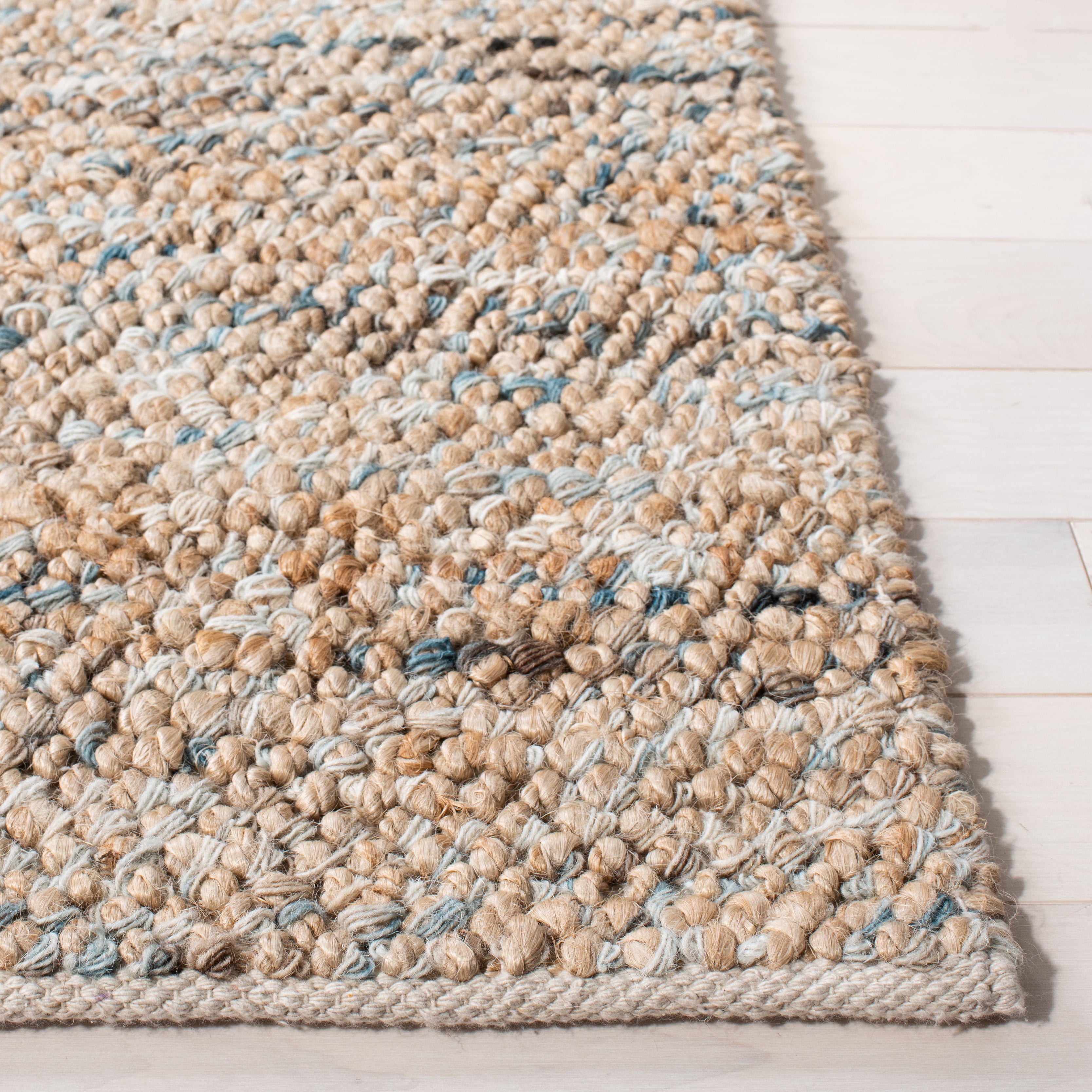 SAFAVIEH Bohemian Martha Solid Area Rug, Natural/Blue, 8' x 10'