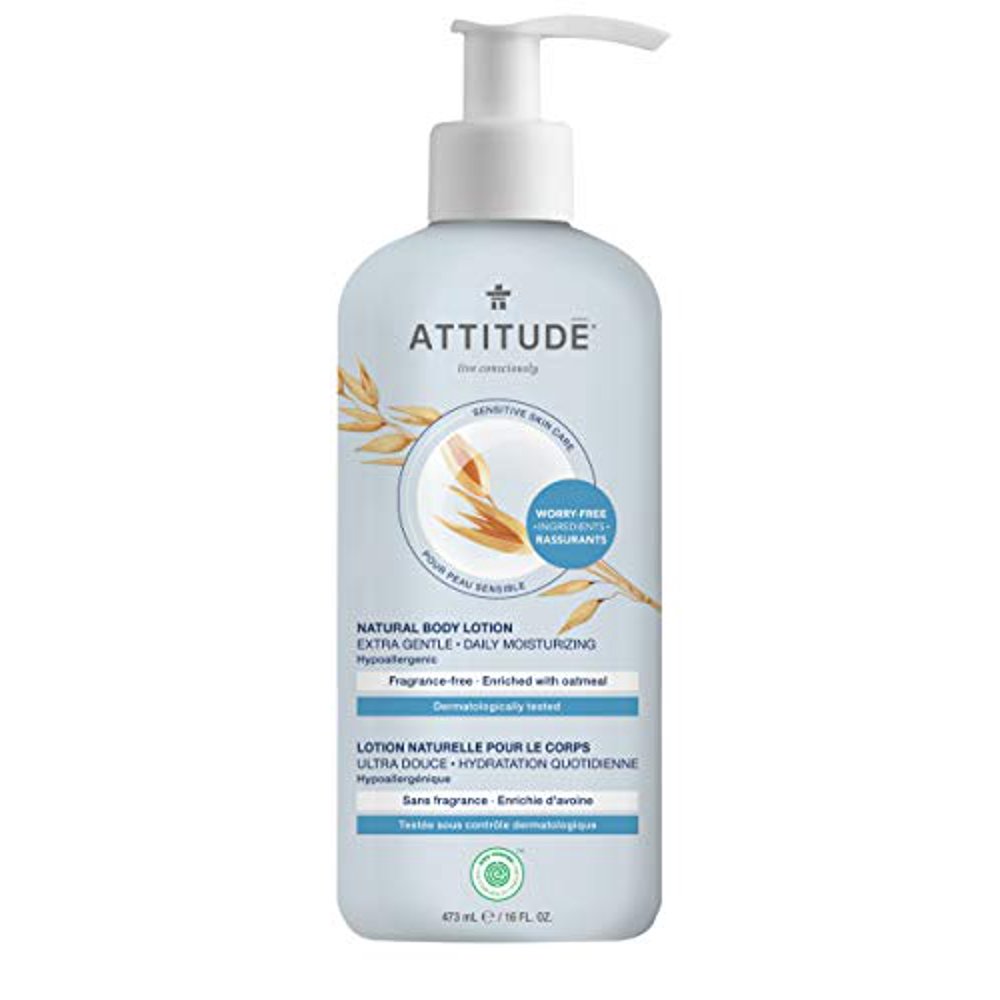 ATTITUDE Unscented Body Lotion for Dry & Sensitive Skin, EWG Verified, Dermatologisttested