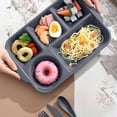 thumbnail image 4 of 5-Compartment Divided Plates Tray - Microwave & Dishwasher Safe Plastic Dinnerware for Family, Parties, Camping, School - Black, Blue, Orange, Gray, Green, 4 of 6