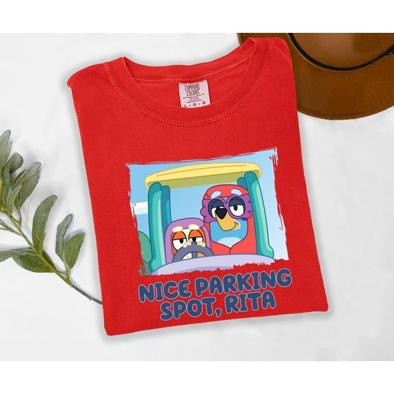 Moonlight Apparel Funny Cartoon Bird Tee Nice Parking Spot, Rita Graphic T-Shirt Comfort Multi-Colors Shirt Trendy Funny Animal Shirt for Adults & Teens Cartoon Inspired