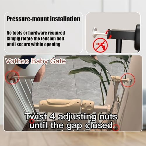 Extra Wide 62-67 Inch Baby Gates for Stairs, Doorways - No Drilling, Pressure Mounted Pet Gates for Kids & Dogs