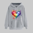 thumbnail image 2 of VBTAPA Valentines Day Hoodies for Women Plaid Leopard Heart Print Hooded Sweatshirt Drawstring Long Sleeve Kangaroo Pocket Pullover Hoodie Gray M, 2 of 6