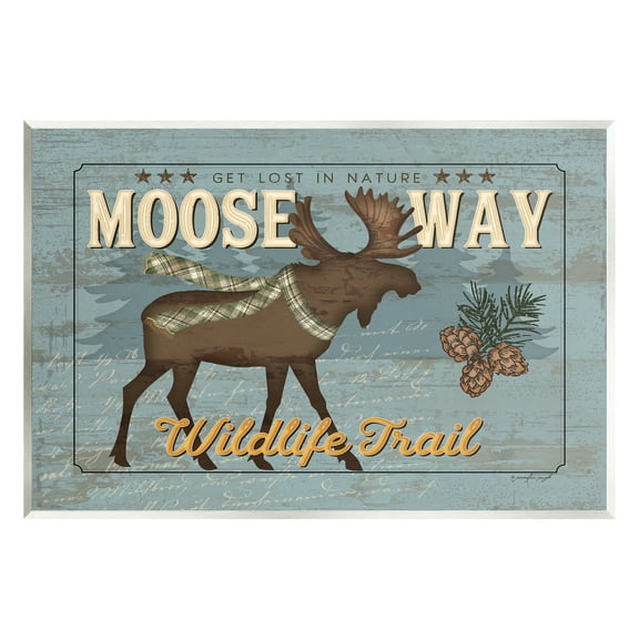 Stupell Moose Way Wildlife Trail Rustic Animals & Insects Painting Wall Plaque Unframed Art Print Wall Art