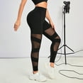 thumbnail image 5 of Bibifish Women's Leggings Black Mesh Panel Leggings High Waisted Stretch Breathable Slim Fit Sporty Wear Pants With Cutout Design For Ladies, 5 of 5