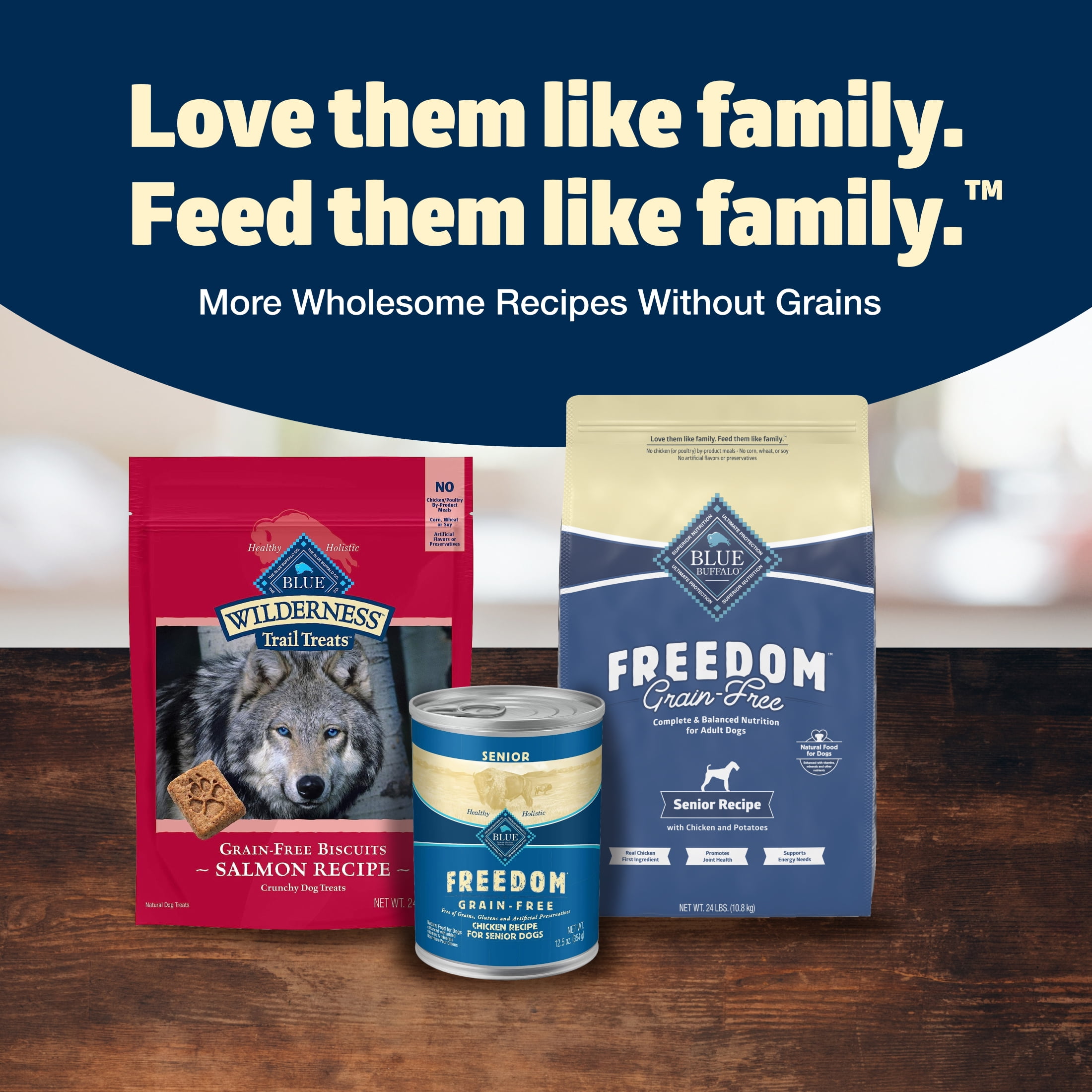 Blue Buffalo Freedom Grain-Free Senior Dry Dog Food, Chicken & Potatoes, 24-lb Bag