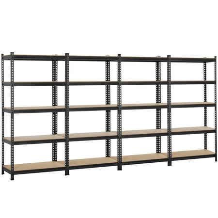 5-Shelf Tier Steel Heavy-Duty Storage Shelf Shelving Workbench Display Black(4 Packs)