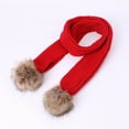 thumbnail image 5 of Zwiiyzr Boys And Girls 2-6 Years Fashion Solid Color Cute Outdoor Warm Knit Pompom Hat Scarf Set Red, 5 of 7