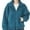 TEAL, variant on Women's Drawstring Hem Zipper Front Mock Neck Fleece Cotton Candy Sherpa Jacket with Pockets