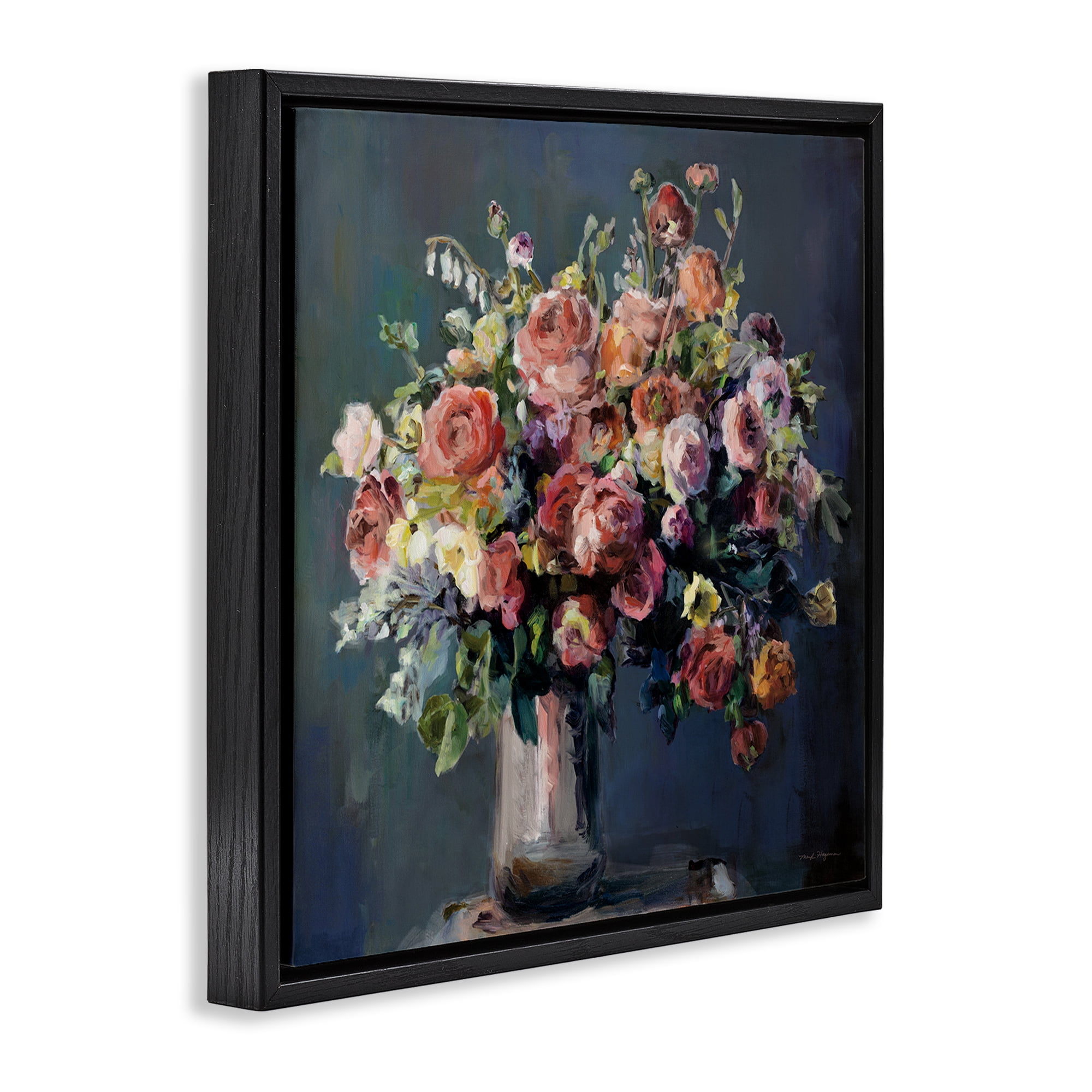 Stupell Industries Abundant Dark Bouquet Botanical & Floral Painting Black Floater Framed Art Print Wall Art, 25 x 25