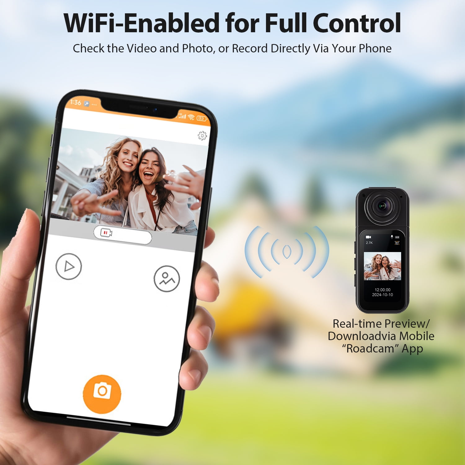 Mini Action Camera 64GB ,Thumb POV Portable Body Cam Wearable Video Recorder, Helmet Mount, Magnetic Sport DV for Cycling, Motorcycle ,Pet, Vlog (Black)