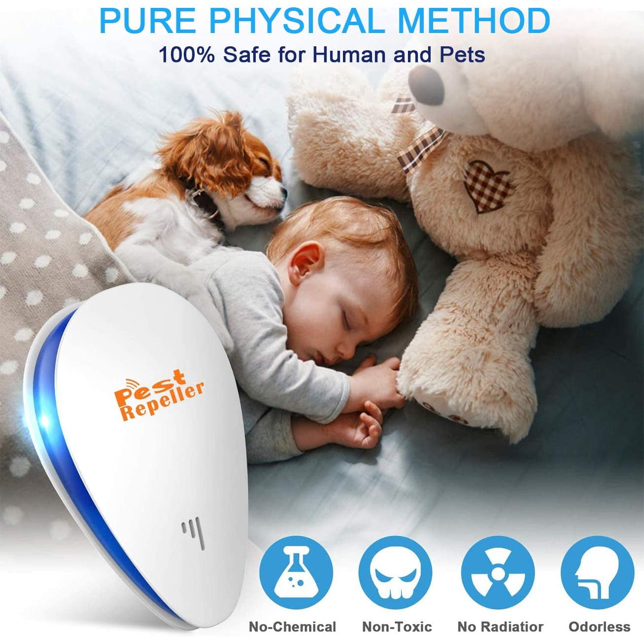 Roofei 6Pcs Ultrasonic Pest Repeller, Electronic Plug in Repellent Indoor for Flea, Insects, Mosquitoes, Mice, Spiders, Ants, Rats, Roaches, Bugs-White