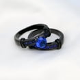 thumbnail image 4 of GY 2pcs Black Gold Plated Blue 1CT CZ Women Wedding Ring Sets for Woman Engagement Ring, 4 of 6