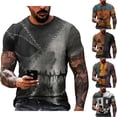 thumbnail image 6 of Men's Halloween Skull Patchwork Graphic T-Shirt Crew Neck Short Sleeve Casual Streetwear Top, 6 of 6