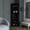 Black, variant on Corner Bar Cabinet with Eight Bottle Spaces | For Living Room Storage | Particle Board Made | Keeps Bar Stock Tidy