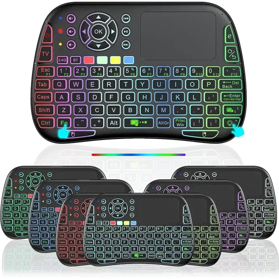 Mini Voice Bluetooth Keyboard with Touchpad, IR Learning, 2.4G WiFi/BT5.0 for PC, TV Box, iOS, Android, Windows, Mac OS