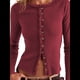 thumbnail image 1 of Cárdigan Corto de Punto Acanalado con Botones y Larga para Mujer, Estilo Y2K, Ajustado, con Cuello Redondo, Camiseta de Otoño Rojo Vino M, 1 of 7