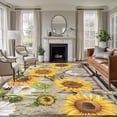 thumbnail image 2 of Sunflower Large Area Rugs 6x9 ft Farmhouse Barn Door White Yellow Flower Leaf Butterfly Washable Rug Non Slip Indoor Carpet Absorbent Floor Mat for Living Room Bedroom Dining Room, 2 of 9