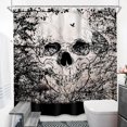 thumbnail image 3 of Skull Shower Curtain 72Wx72L Inch Black Scary Tree Gothic Skeleton Bone Spooky Cool Horror Unique Sketch 12 Pack Hooks Polyester Waterproof Fabric Bathroom Bathtub Panels, 3 of 6