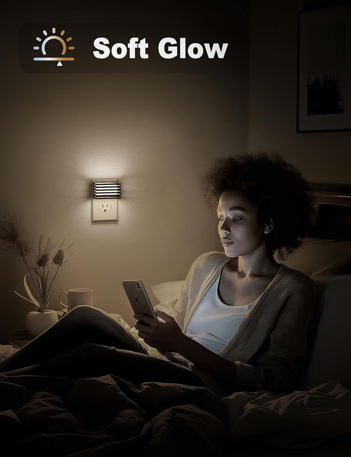 RGHJAR-LED Night Light, [2 Pack] Night Lights Plug into Wall with Dusk to Dawn Sensor, Dimmable Plug in Night Light, Adjustable Brightness, 5000K Daylight White Nightlight for Bathroom Hallway