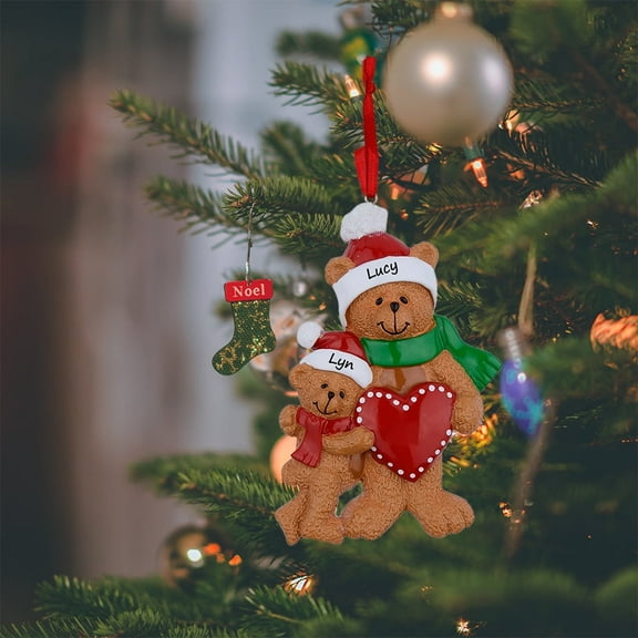 Maxora Personalized Ornaments Customized Christmas ornament Bear Ornament without Words Family of 2 Free Customize