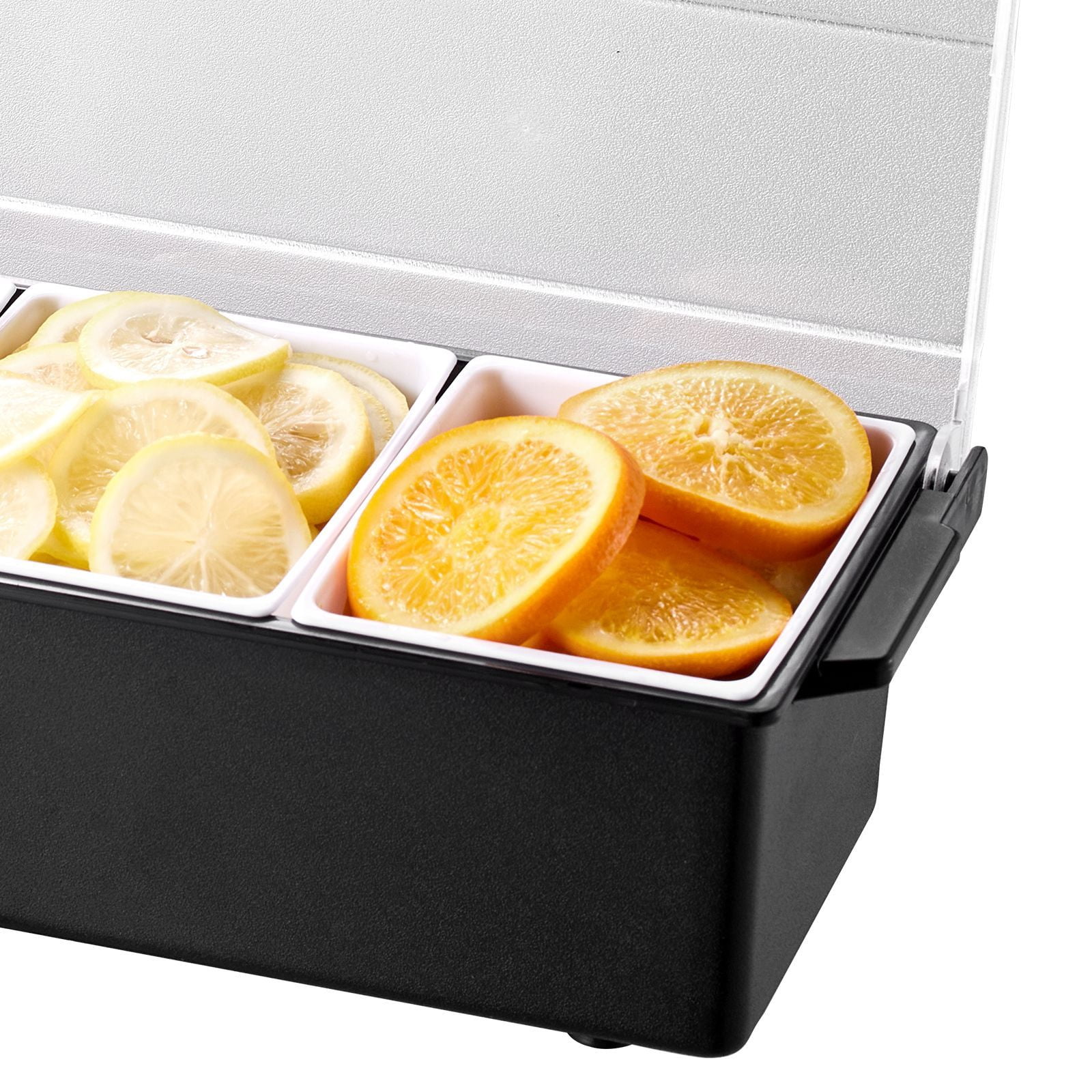 Chilled Condiment Server 4 Compartments Ice Cooled Food-Safe BPA-Free with Lid for Bar Party Camping BBQ