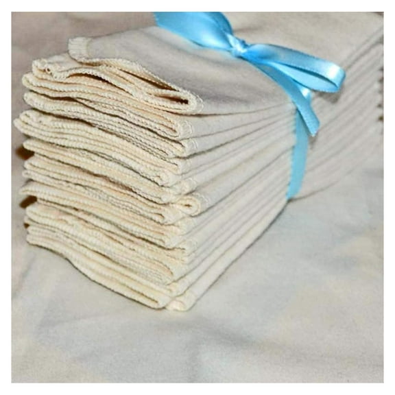 Organic Cotton Flannel Paperless Towels - 11x12 Inch Reusable Cloth Towels - Set of 10 - GOTS Certified - Handmade in USA