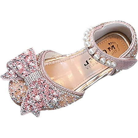 

QWZNDZGR Baby Girls Mary Jane Flats with Bownot Non Slip Girl Slip-on Ballet Flat Party School Shoe Wedding Crib Pre-Walkers