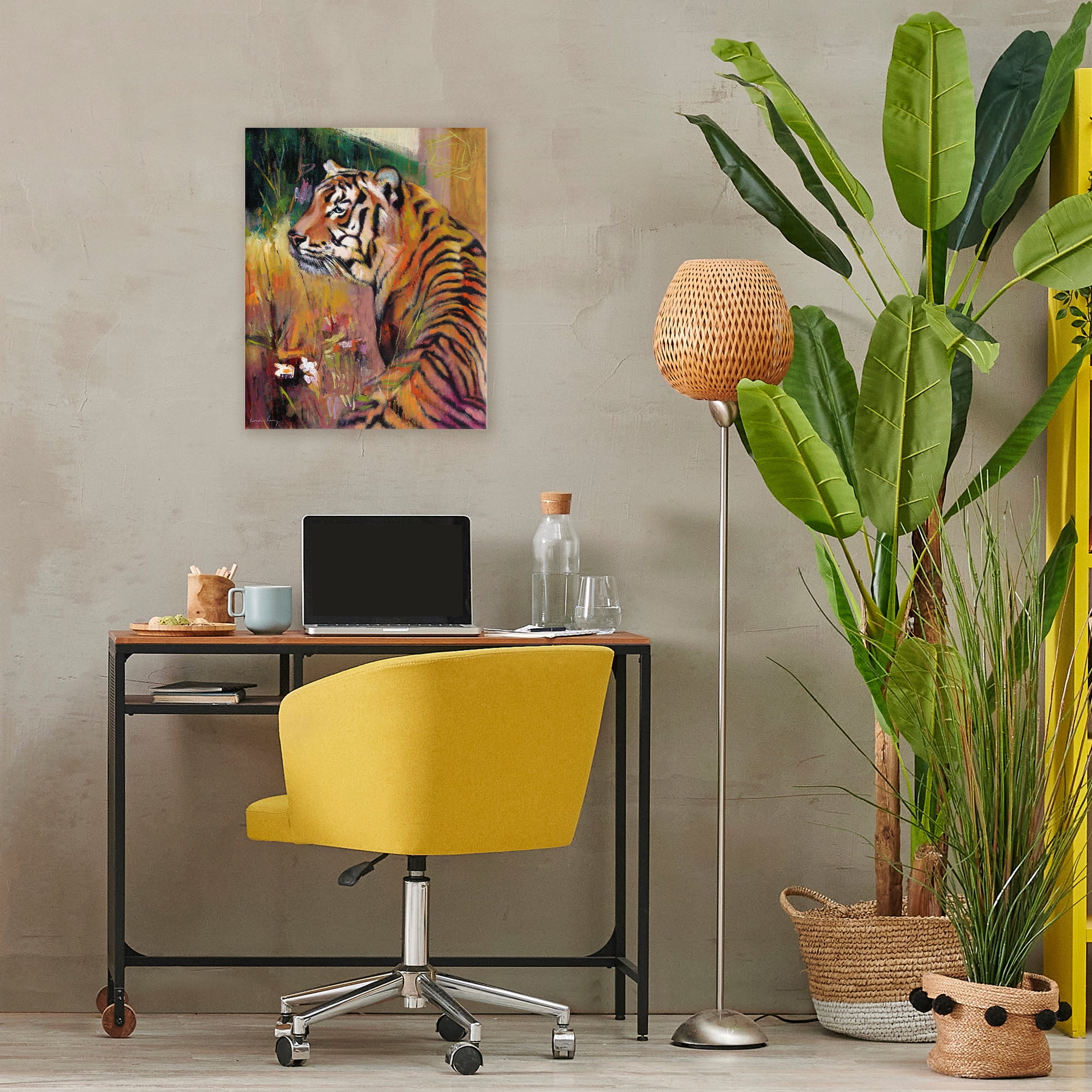Stupell Industries Patience Tiger in Wait Canvas Wall Art, design by Karen Chang