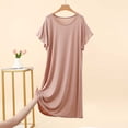 thumbnail image 3 of Pafei Tyugd Nightshirts for Women Soft Breathable Short Sleeve Mini Nightdress Lightweight Casual Round Neck Pajama Dress Ladies Nightgowns Loungewear Beige L, 3 of 8