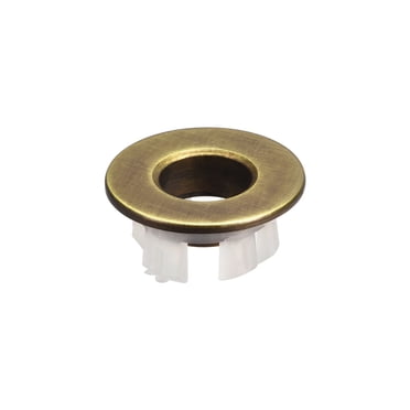 Unique Bargains Sink Basin Trim Overflow Cover Copper Insert in Hole Round Caps, Brass Tone