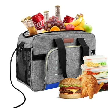 16 Quarts 12 Volt Portable Iceless Car Electric Cooler Bag USB 15L AC/DC Cool and Heat Thermal Plug in Compatible Mini Cooler Warmer All Season Trucker Fridge Long Haul Drivers (16QT(Gray))