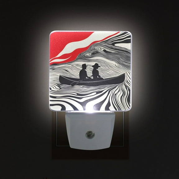 Yayeee LED Night Light for The Home Plug in With Light Sensors 2 Pack, Black Illusionary Boat
