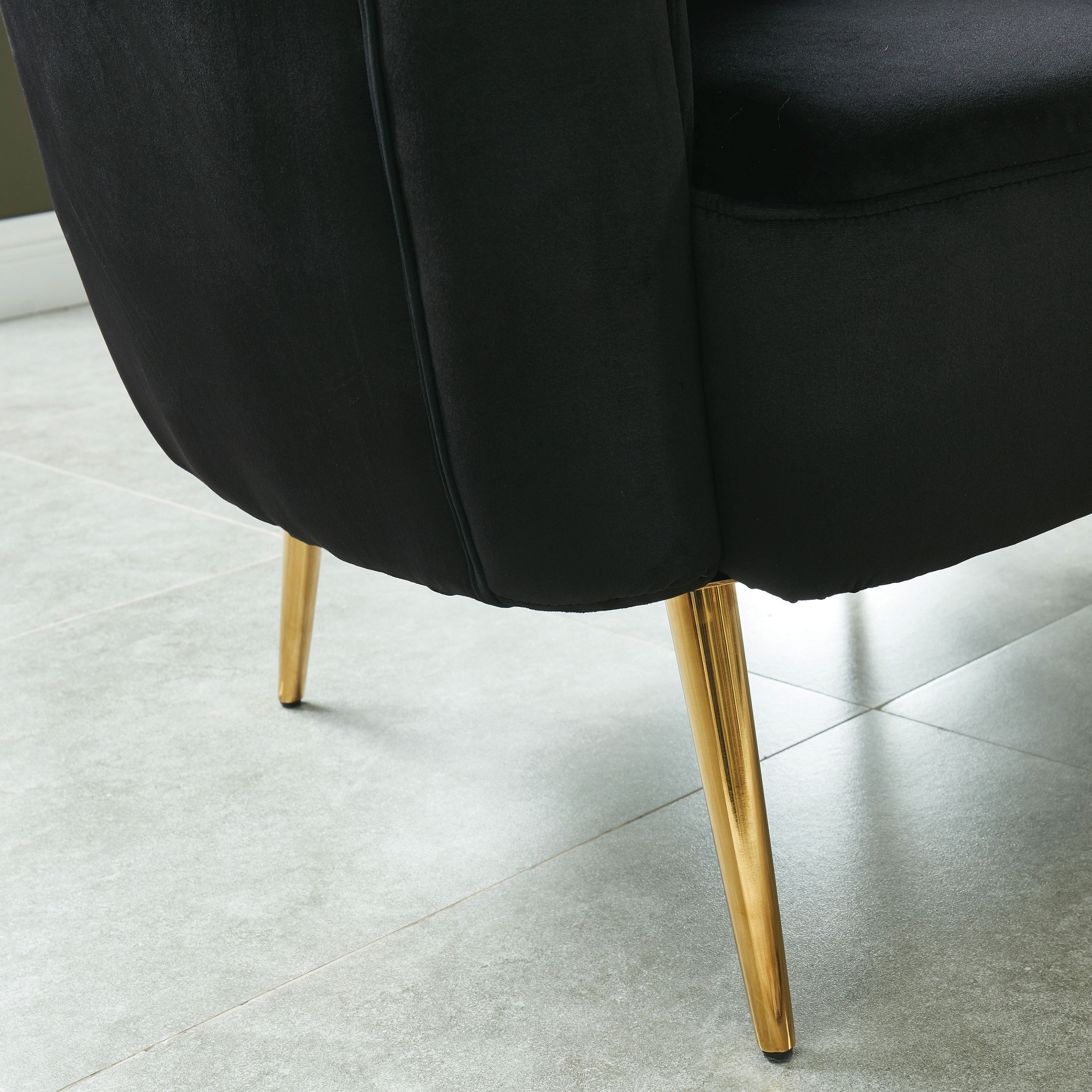 Darque Contemporary Flannelette Shell-Tufted Upholstered Chair, Black