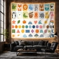 thumbnail image 6 of Cartoon Animals and Nature Symbols in Pastel Grid on White, Playful Illustration for Kids, Color and Shape Chart Decor, Birthday Gift Tapestry Wall Hanging for Nursery and Playroom, 6 of 7