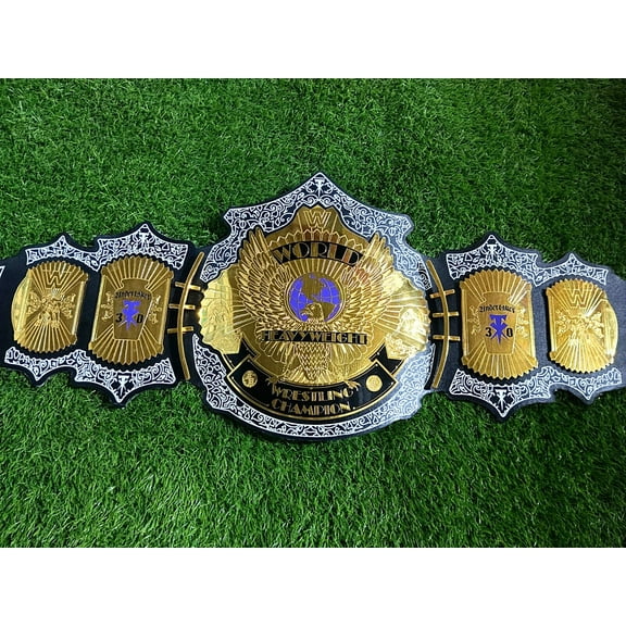 14Stars Cowhide Leather Undertaker Wrestling Buckle Belt, Multicolor