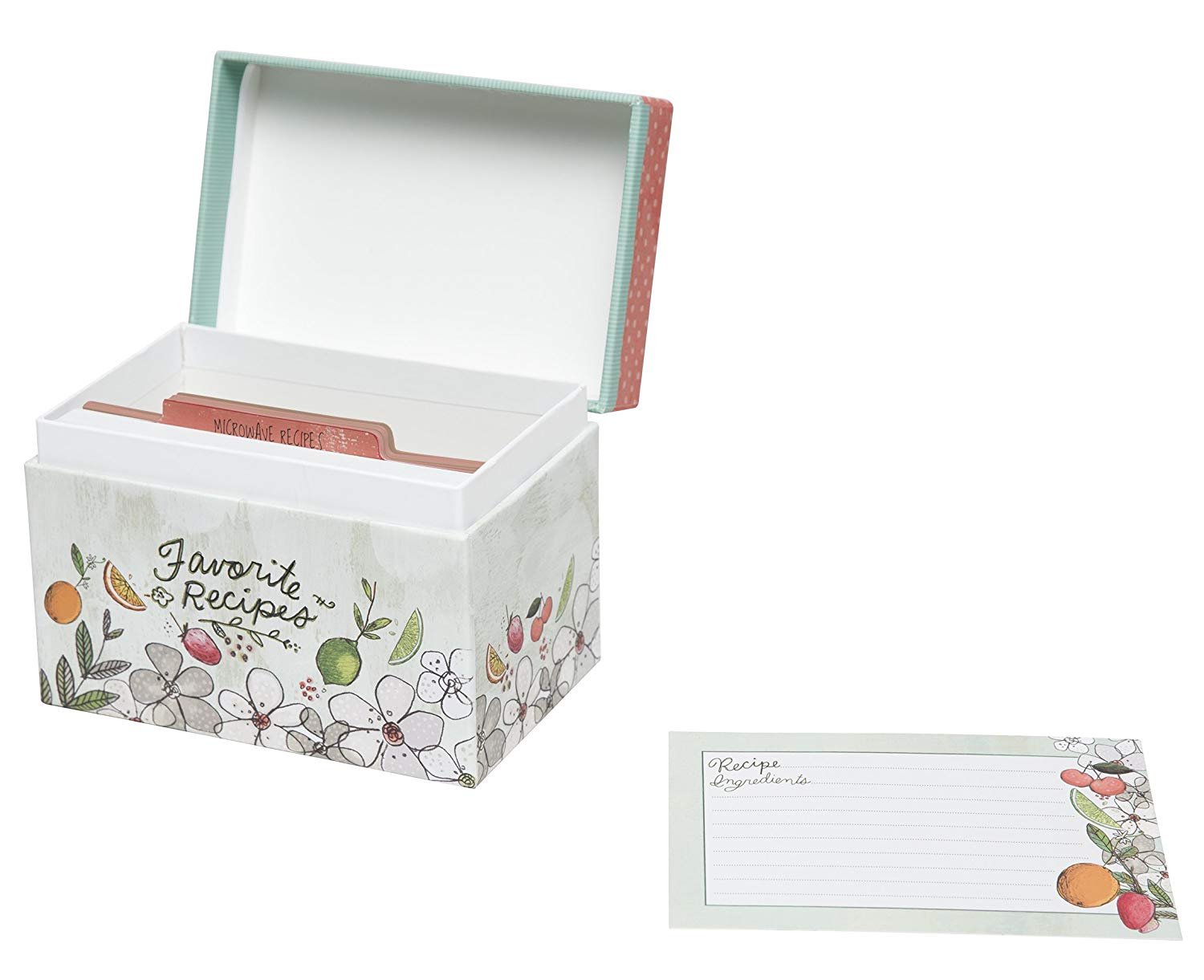 C.R. Gibson Colorful Patterned Recipe File Box, Includes 12 Tabbed